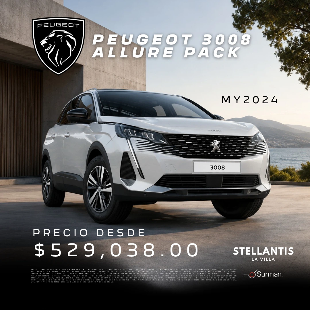 Peugeot 3008 Allure Pack MY2024 desde $529,038